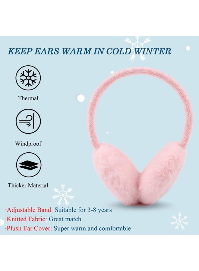 Pesaat Winter EarMuffs for Kids Outdoor Boys Knitted Ear Cover Plush Toddler Girls Ear Warmer 3-8 Years (Pink) - Image 5