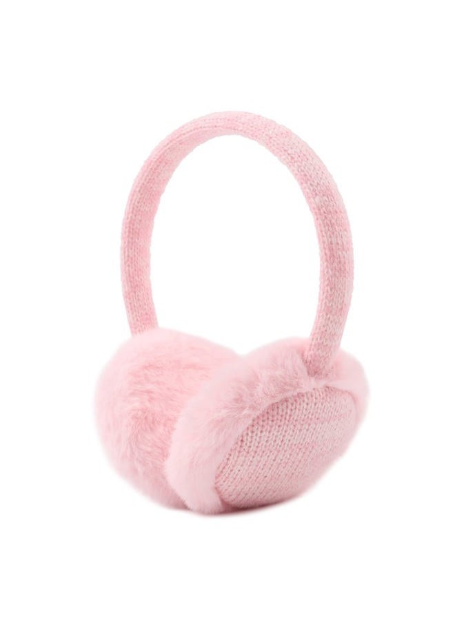 Pesaat Winter EarMuffs for Kids Outdoor Boys Knitted Ear Cover Plush Toddler Girls Ear Warmer 3-8 Years (Pink) - Image 1