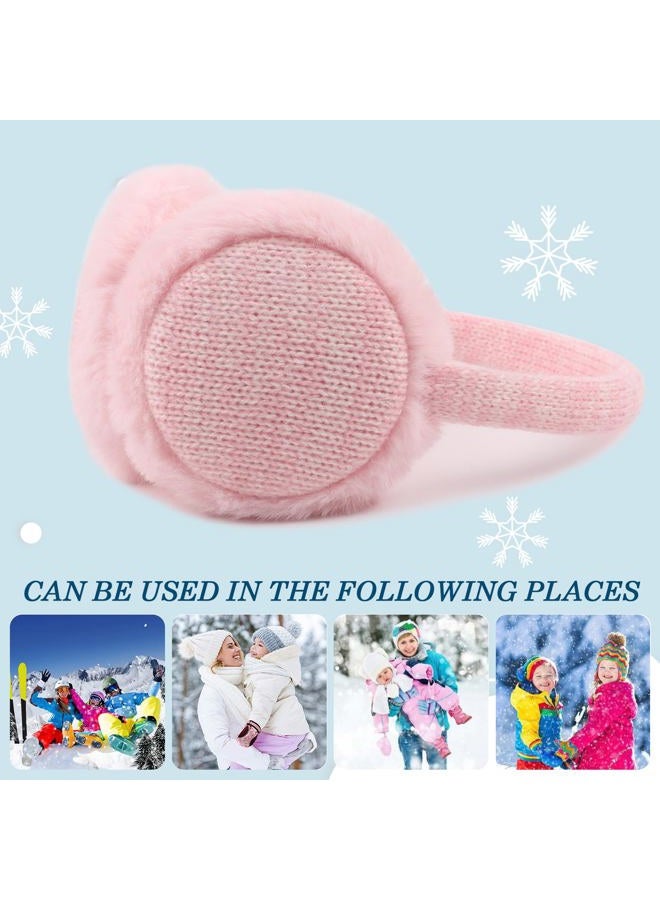 Pesaat Winter EarMuffs for Kids Outdoor Boys Knitted Ear Cover Plush Toddler Girls Ear Warmer 3-8 Years (Pink) - Image 4