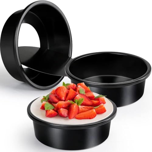 PureBake 6 Inch Non-Stick Round Cake Pan - Teflon Coated, Carbon Steel Mini Baking Pan for Cheesecakes, Pies, Quiches, and Small Desserts - Oven & Microwave Safe - 1 PCS Black - Image 1