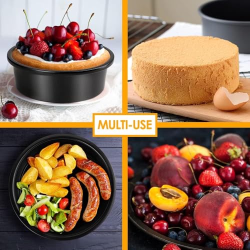 PureBake 6 Inch Non-Stick Round Cake Pan - Teflon Coated, Carbon Steel Mini Baking Pan for Cheesecakes, Pies, Quiches, and Small Desserts - Oven & Microwave Safe - 1 PCS Black - Image 3