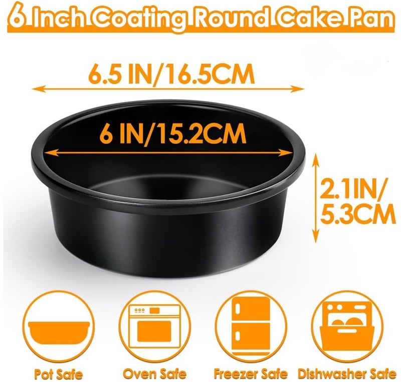 PureBake 6 Inch Non-Stick Round Cake Pan - Teflon Coated, Carbon Steel Mini Baking Pan for Cheesecakes, Pies, Quiches, and Small Desserts - Oven & Microwave Safe - 1 PCS Black - Image 2