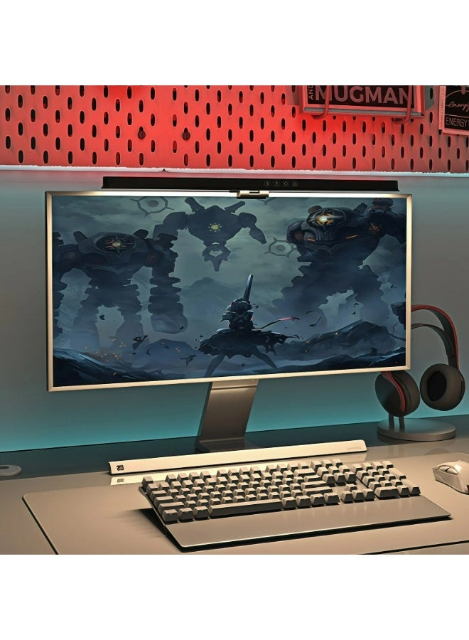 AOR Esports مصباح شاشة كمبيوتر مع إضاءة خلفية RGB، تحكم باللمس، تعديل الألوان والسطوع بمستوى 5، منفذ Type-C، مصباح مكتب LED للألعاب/العمل، 5 واط، مادة ABS، 14.17 بوصة، أسود - Image 3