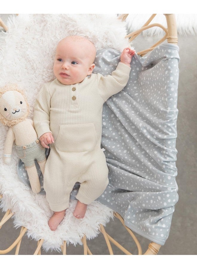 RuffleButts Gray Fawn Dot Knit Snuggly Blanket - One Size - Image 2