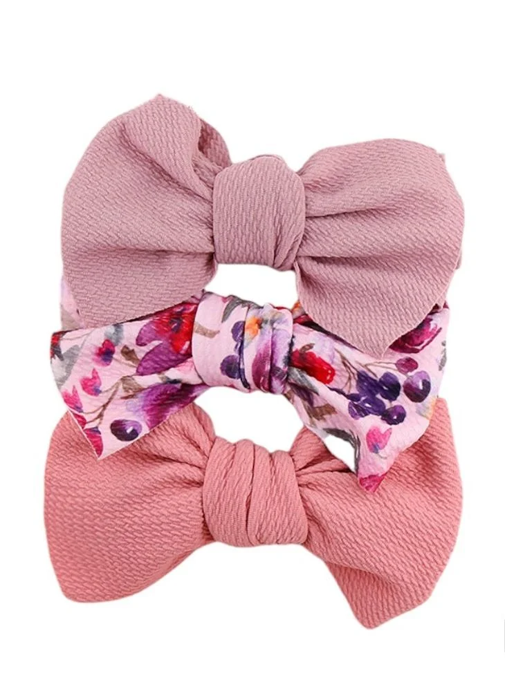 Bambimici Bambimici - Mira Assorted Big Ribbon Bow Headband for Babies -Purple Floral Print