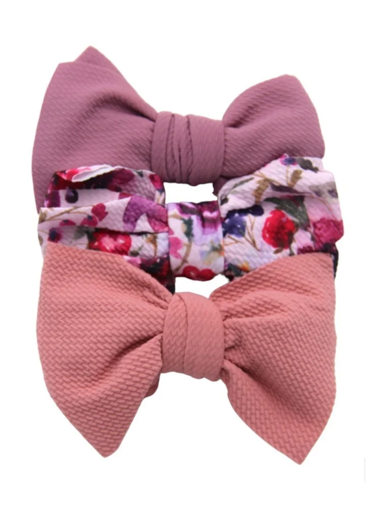 Bambimici Mira Assorted Big Ribbon Bow Headband For Babies -Purple Floral Print