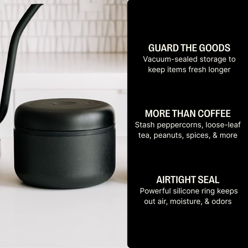 Fellow Atmos Vacuum Coffee Canister & Food Storage Container - 0.4 Liter Canister holds up to 6 oz of Coffee Beans - Airtight Food Storage Containers - Coffee Containers - 0.4 Liter - Matte Black - Image 3