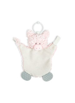 DEMDACO DEMDACO Pig Baby Activity Teether Buddy Pink and Tan 13 Inch Plush Stuffed Animal  - Image 1
