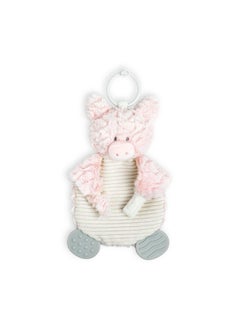 DEMDACO DEMDACO Pig Baby Activity Teether Buddy Pink and Tan 13 Inch Plush Stuffed Animal  - Image 2
