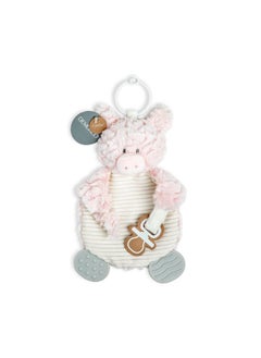 DEMDACO DEMDACO Pig Baby Activity Teether Buddy Pink and Tan 13 Inch Plush Stuffed Animal  - Image 3