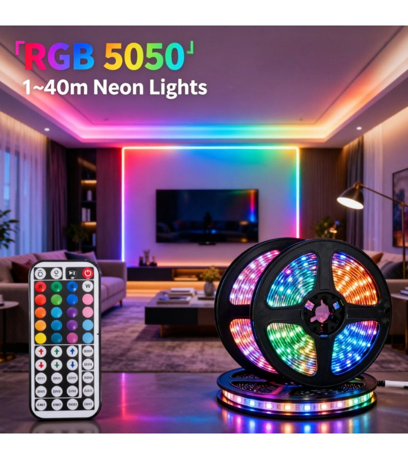 15m RGB 5050 LED Strip Light Remote Control Color Changing Flexible Tape - Image 1