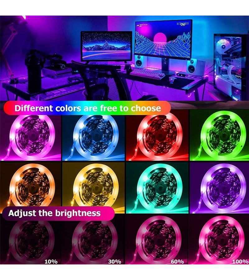 15m RGB 5050 LED Strip Light Remote Control Color Changing Flexible Tape - Image 2