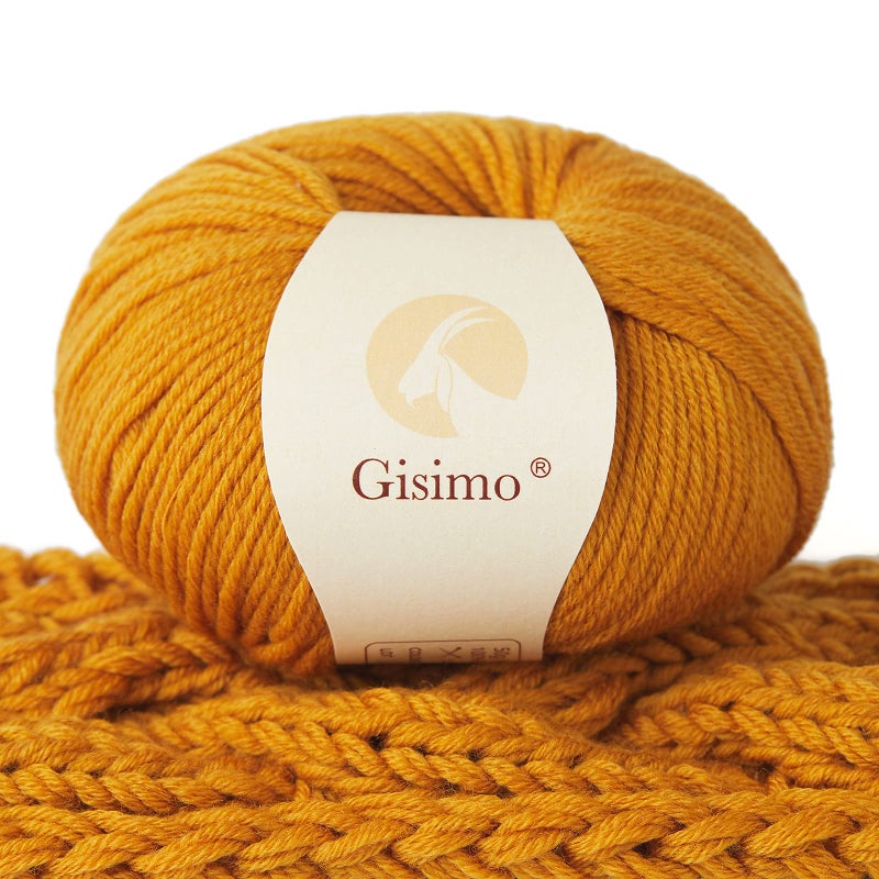 GISIMO 100 Merino Wool Yarn 6Ply Luxurious and Soft Yarn for Hand Knitting Crocheting 176 OZ50g 127 yds116 Meters Pumpkin 1 Ball