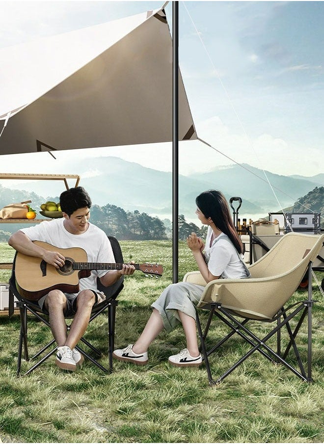 MarlaMall - Portable Beach Camping Chair Outdoor Moon chair Comfortable wide back chair With Storage Bag for Outdoor Camp - Image 1