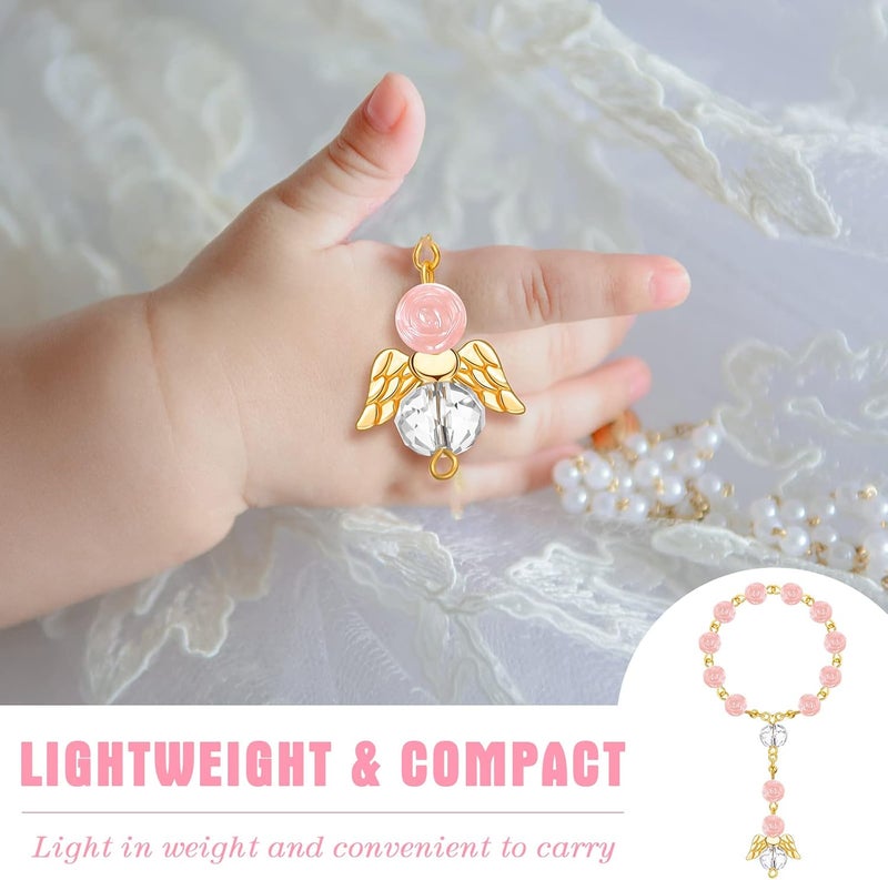 Sureio مجموعة هدايا معمودية Sureio 100 قطعة تشمل صناديق مسبحة صغيرة وأكياس أورجانزا وبطاقات شكر مثالية لتزيين حفلات استقبال المولود والقداس الأول والمعمودية والزفاف - Image 5