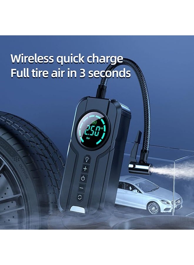 Tire Inflator Portable Air Compressor Emergency Essential Car Accessories 4X Faster Inflation 150PSI Cordless Tire Inflator with LCD Screen Suitable for Car EBike Ball Motorcycle - Image 2