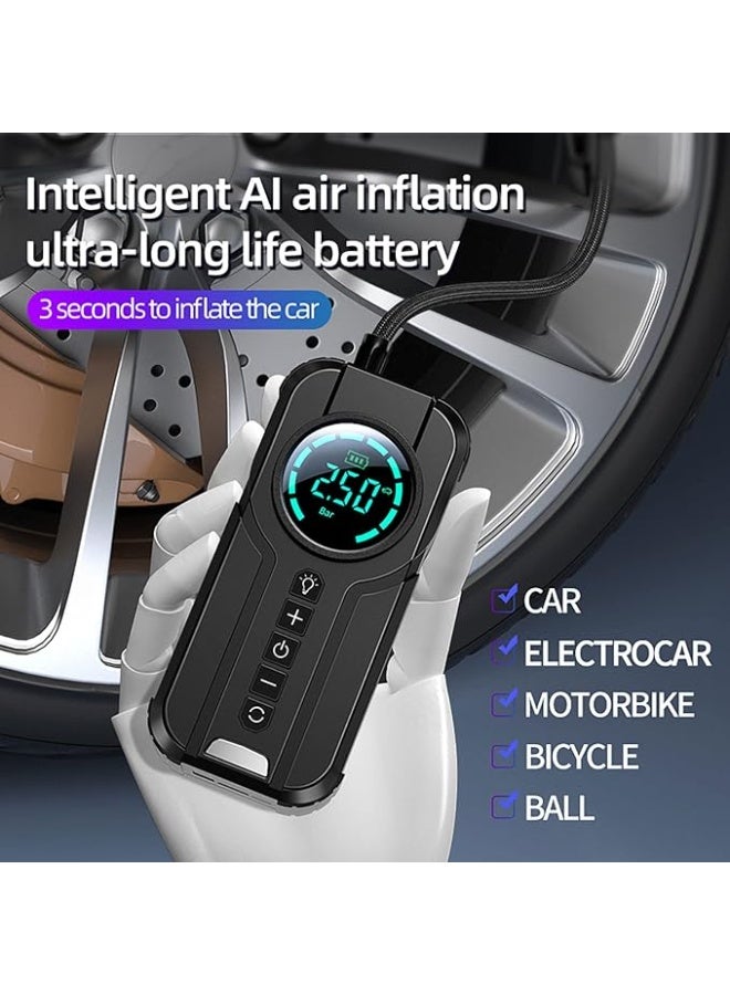 Tire Inflator Portable Air Compressor Emergency Essential Car Accessories 4X Faster Inflation 150PSI Cordless Tire Inflator with LCD Screen Suitable for Car EBike Ball Motorcycle - Image 3