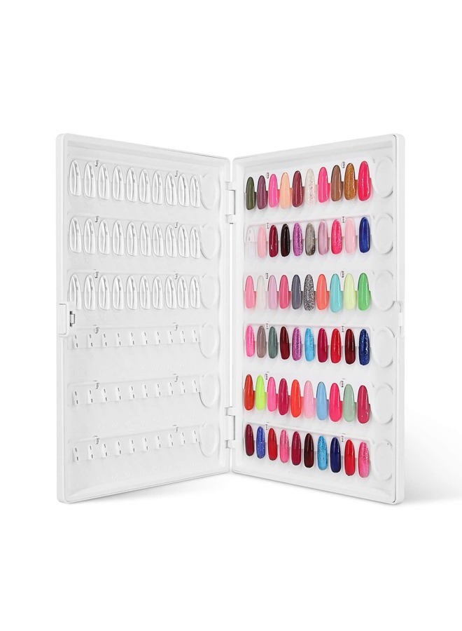 I·B·N G كتاب عرض ألوان الأظافر، C10، كتاب عرض عينات الأظافر البلاستيكية، كتاب بطاقة ألوان جل الأظافر مع أظافر شفافة قابلة للاستبدال، لا حاجة للصق، لا حاجة للصمغ (C10) - Image 1