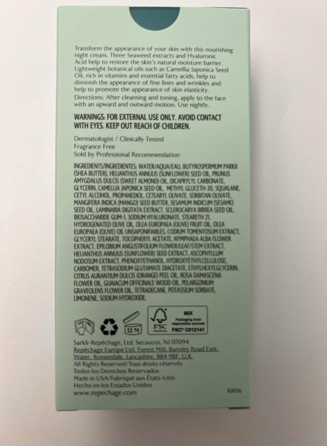 Repechage Moisturizing Night Cream for Dry, Compromised Skin with Hyaluronic Acid | Hydra Dew Pure Overnight Cream Nourishing Natural Moisturizer & Anti Aging, Fine Lines and Wrinkles 30ml. - Image 4