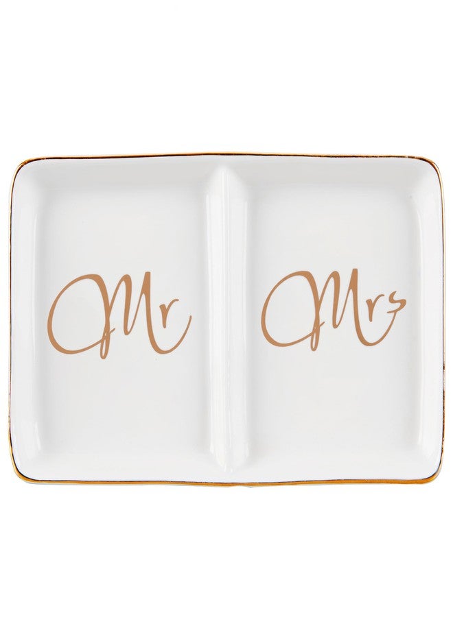 COZITED Mr. and Mrs. Ring Dish Engagement Gifts for Couples Wedding Ring Holder Jewelry Dish Tray, Bridal Shower Gifts for Women Newlywed Future Bride To be Gifts His and Hers Gifts - Image 1