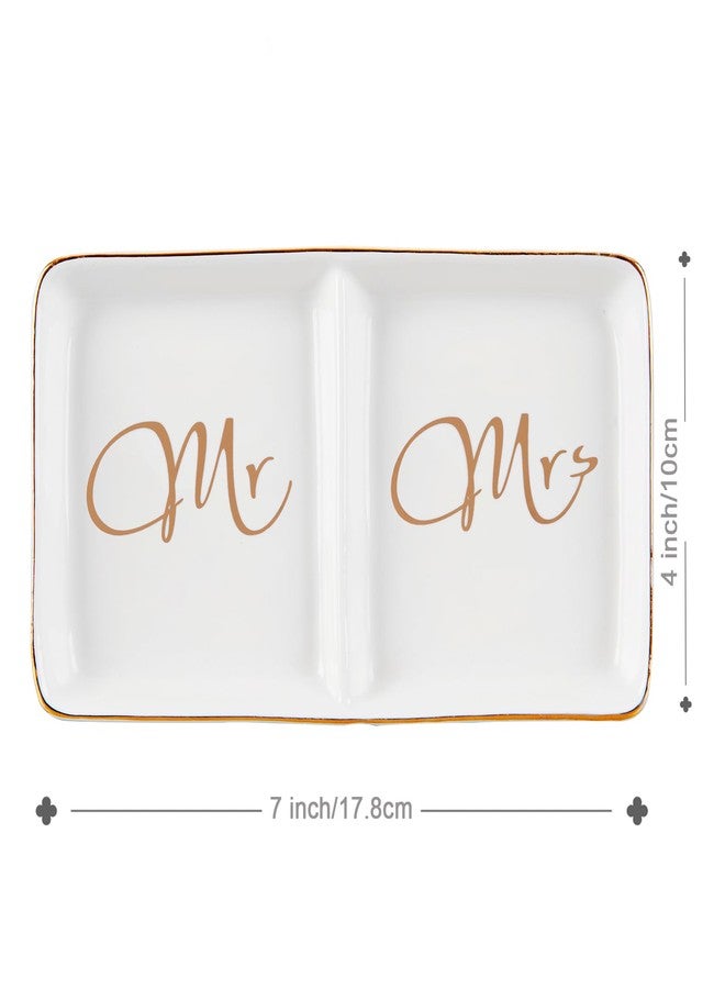 COZITED Mr. and Mrs. Ring Dish Engagement Gifts for Couples Wedding Ring Holder Jewelry Dish Tray, Bridal Shower Gifts for Women Newlywed Future Bride To be Gifts His and Hers Gifts - Image 5