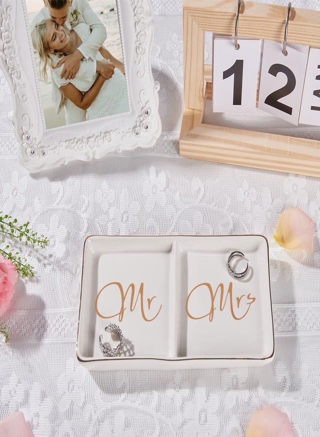 COZITED Mr. and Mrs. Ring Dish Engagement Gifts for Couples Wedding Ring Holder Jewelry Dish Tray, Bridal Shower Gifts for Women Newlywed Future Bride To be Gifts His and Hers Gifts - Image 2