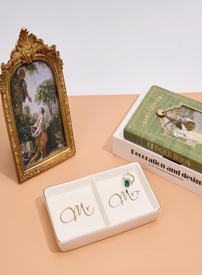 COZITED Mr. and Mrs. Ring Dish Engagement Gifts for Couples Wedding Ring Holder Jewelry Dish Tray, Bridal Shower Gifts for Women Newlywed Future Bride To be Gifts His and Hers Gifts - Image 3