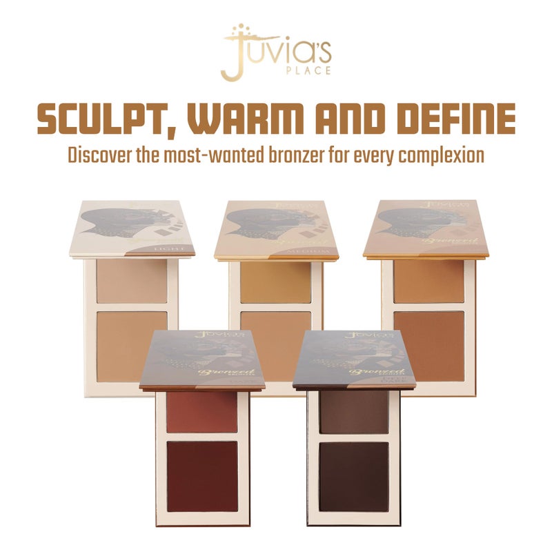 Juvia's Place Bronzed Duo Bronzer Dark - Soft Matte Bronzer, Contour Powder, Pressed Powder, Long-Wearing & Buildable Bronzing Powders - Suitable for Dark to Deep Tan Skin Tone - Image 2