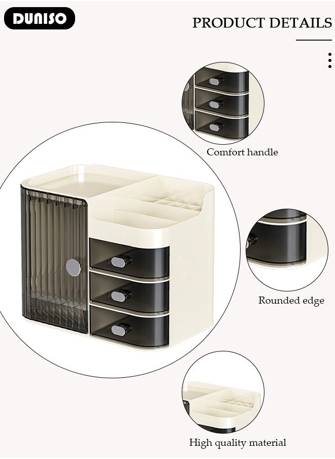 DUNISO Makeup Organizer, Multifunctional Countertop Storage Box with Drawer,Desktop Beauty Display Organiser Stand for Lipsticks, Brushes, Lotions,Easily Sort Make-up,Transparent Design for Easy Visibilit  - Image 5