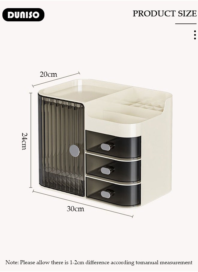 DUNISO Makeup Organizer, Multifunctional Countertop Storage Box with Drawer,Desktop Beauty Display Organiser Stand for Lipsticks, Brushes, Lotions,Easily Sort Make-up,Transparent Design for Easy Visibilit  - Image 2
