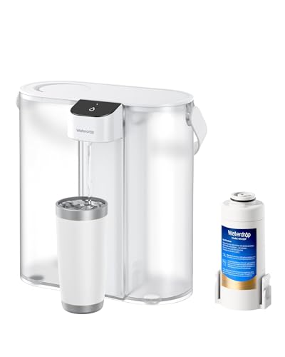 Waterdrop Compact Electric Water Filter Pitcher, 200-Gallon Rechargeable Instant Powerful Dispenser, NSF/ANSI 42&53&401, Reduce PFAS, Lead, Chlorine, 14-Cup, White, with 1 Filter, Does not Lower TDS - Image 1