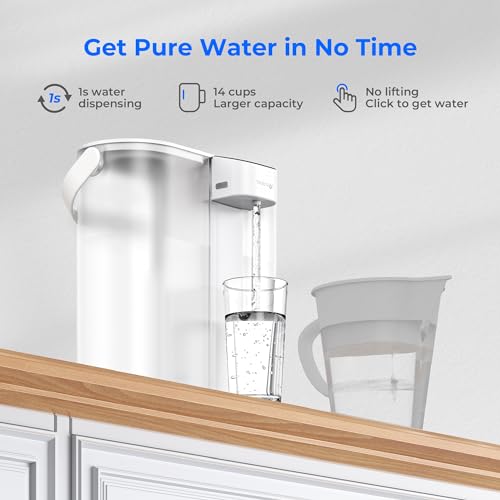 Waterdrop Compact Electric Water Filter Pitcher, 200-Gallon Rechargeable Instant Powerful Dispenser, NSF/ANSI 42&53&401, Reduce PFAS, Lead, Chlorine, 14-Cup, White, with 1 Filter, Does not Lower TDS - Image 4