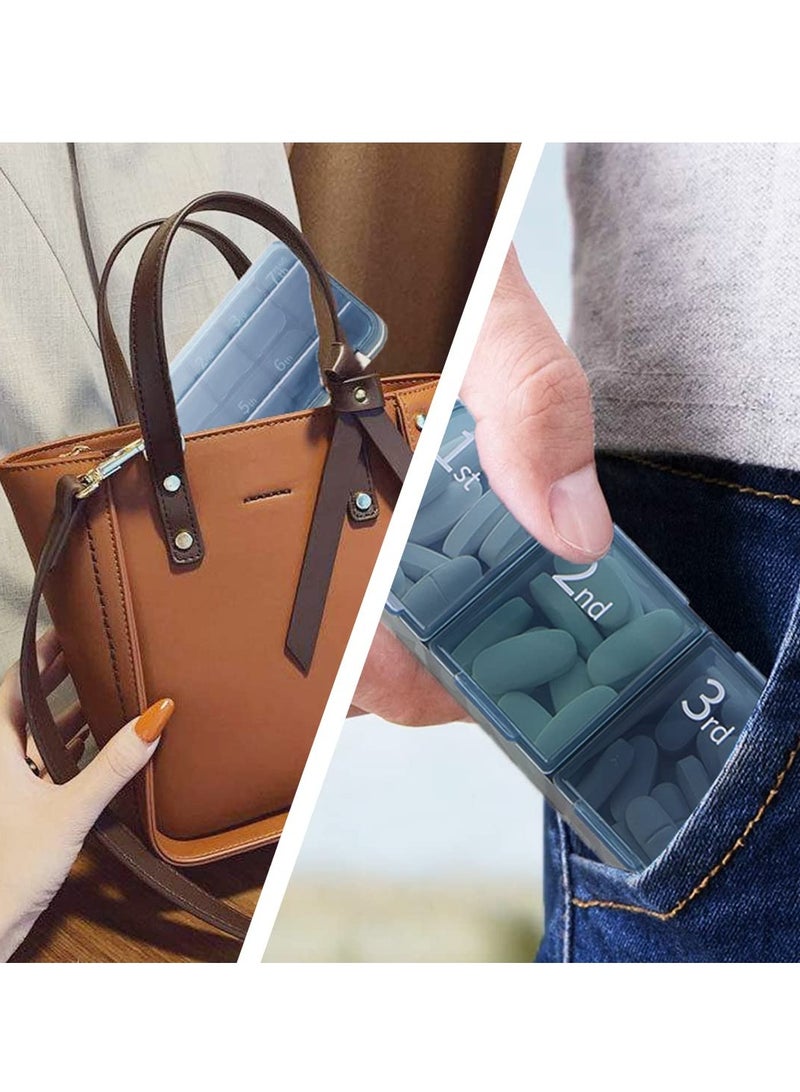 SOLARAE 7 Day Portable Vitamin Container with 6 Compartments and 1 XL Compartment Our Extra Large Pill Box Organizer for Medicine Fish Oil and Supplements Blue - Image 3