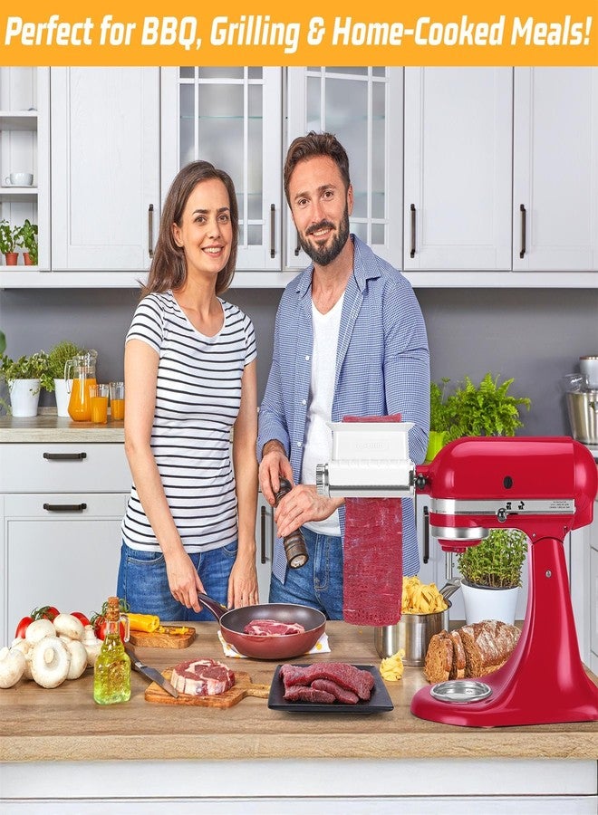 FavorKit Meat Tenderizer Attachment for Kitchenaid Stand Mixers, Adjustable 3 Thickness Settings, Durable Metal Housing & Dishwasher Safe Plastic Rollers/Gears Accessories-White - Image 5