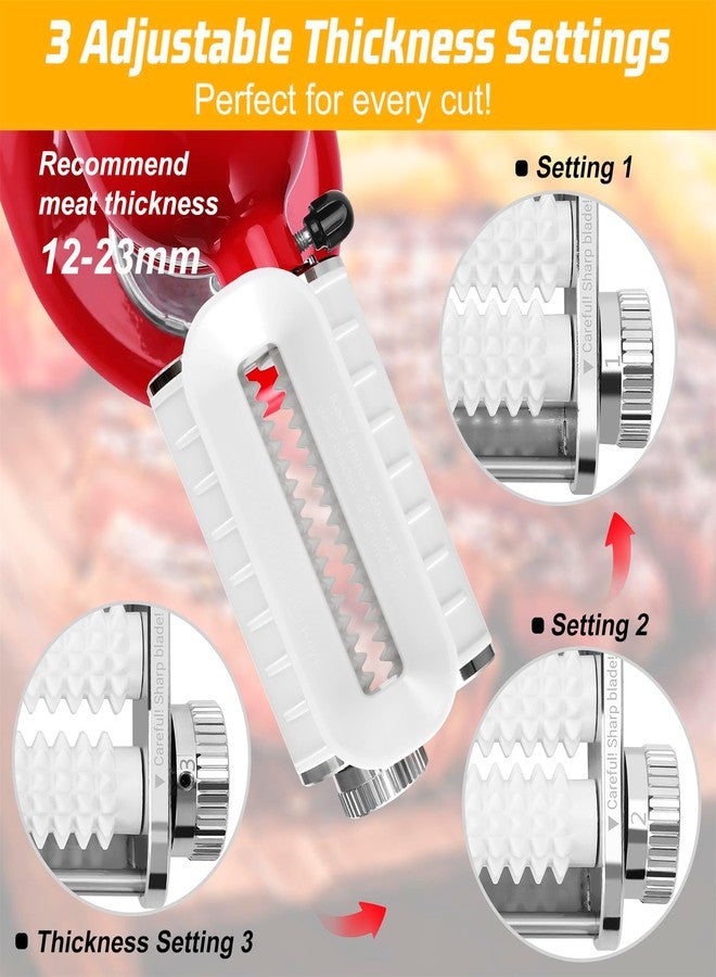FavorKit Meat Tenderizer Attachment for Kitchenaid Stand Mixers, Adjustable 3 Thickness Settings, Durable Metal Housing & Dishwasher Safe Plastic Rollers/Gears Accessories-White - Image 4