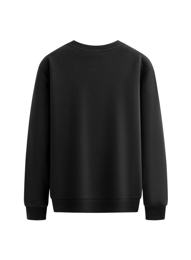 DANCING WOLVES Dance With Wolves [heat Retention & Anti-static] Antibacterial Crew Neck Pullover Embroidered Men's Commuter Warm Sweatshirt - Image 2