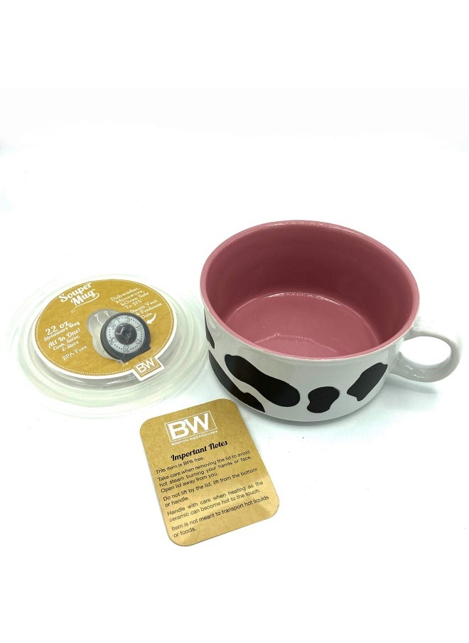 22 Oz Cow Souper Mug With Lid
