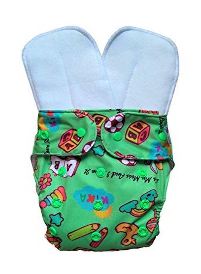Kika Reusable Cloth Diapers For Babies Washable Cloth Diapers With Two Super Absorbing Inserts Waterproof Diaper Adjustable Size Diaper For New Born Baby (KikA-Mess-01) - Image 3