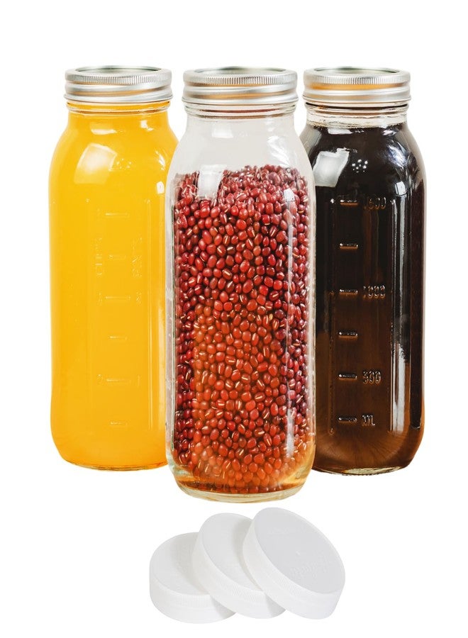Yodecy 64 oz Wide Mouth Mason Jars, 3 Pack Large Glass Jars with Metal Lids & Extra White Airtight Lids, Half Gallon Glass Jars with Measurements for Fermenting, Canning, Storage, Kombucha, Cold Brew - Image 1