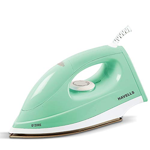 Havells D'zire 1000 watt Dry Iron With American Heritage Sole Plate, Aerodynamic Design, Easy Grip Temperature Knob & 2 years Warranty. (Mint) - Image 1