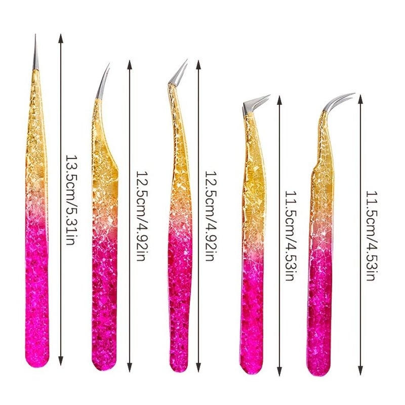 1pcs D Storage Box Gradient Ice Flower Eyelash Curler with Travel Case Professional Stainless Steel Precision Diamond Sticker False Eyelash Tweezers Safety Certification Non Shaking - Image 4