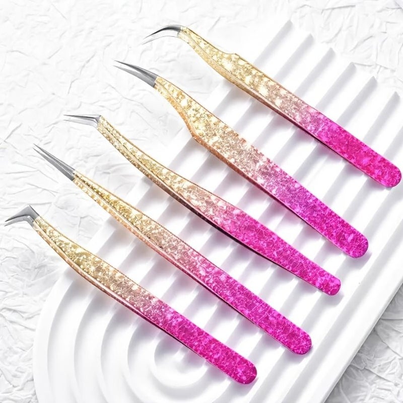 1pcs D Storage Box Gradient Ice Flower Eyelash Curler with Travel Case Professional Stainless Steel Precision Diamond Sticker False Eyelash Tweezers Safety Certification Non Shaking - Image 5