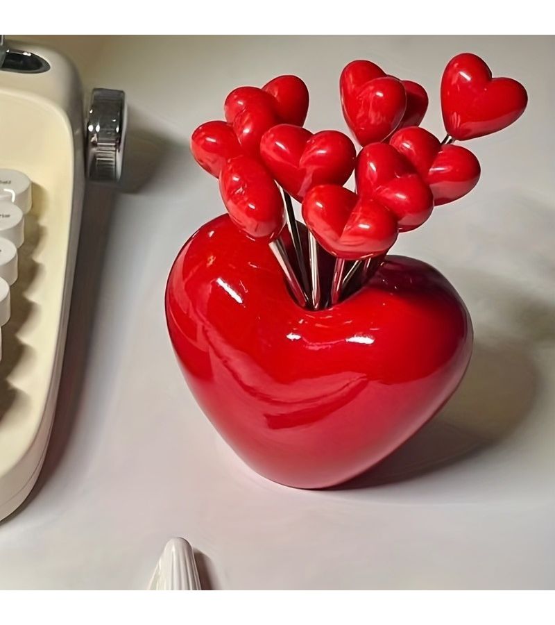 10Pcs Stainless Steel Heart Shaped Dessert Fork Set Fruit Cake Fork Romantic Snack Selection Valentine S Day Mother S Day Wedding Party Gift - Image 4