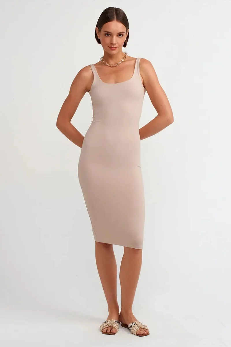 DILVIN Sleeveless Bodycon Midi Dress