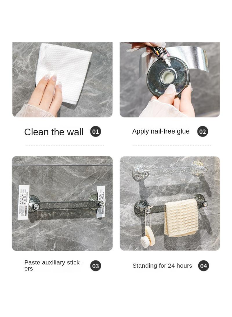 2 pcs Toilet non perforated towel rack, household wall mounted bathroom storage rack 50cm - Image 5