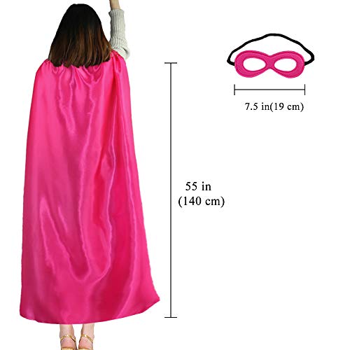 D.Q.Z Super Hero Capes and Masks for Adults Superhero Dress Up Halloween Costume Team Spirit Day Party Favors (Hot Pink) - Image 4