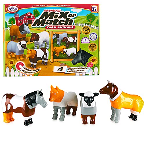 Popular Playthings Magnetic Mix or Match Farm Animals Toy Play Set, 16 Pieces - Image 1