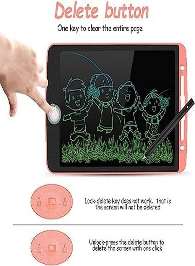SUBADIKA لوحة كتابة LCD للأطفال، لوحة رسم إلكترونية مع قلم، باللونين الوردي والأسود، لعبة تعليمية - Image 2