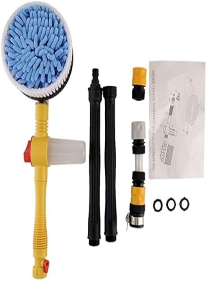 MASO Car Automitive Rotating Cleaning Brush Adjustable Length Pressure Spray Sponge Clean Tool with Soap Reservoir for Washing Car, Washing Wall, Washing Windows and More