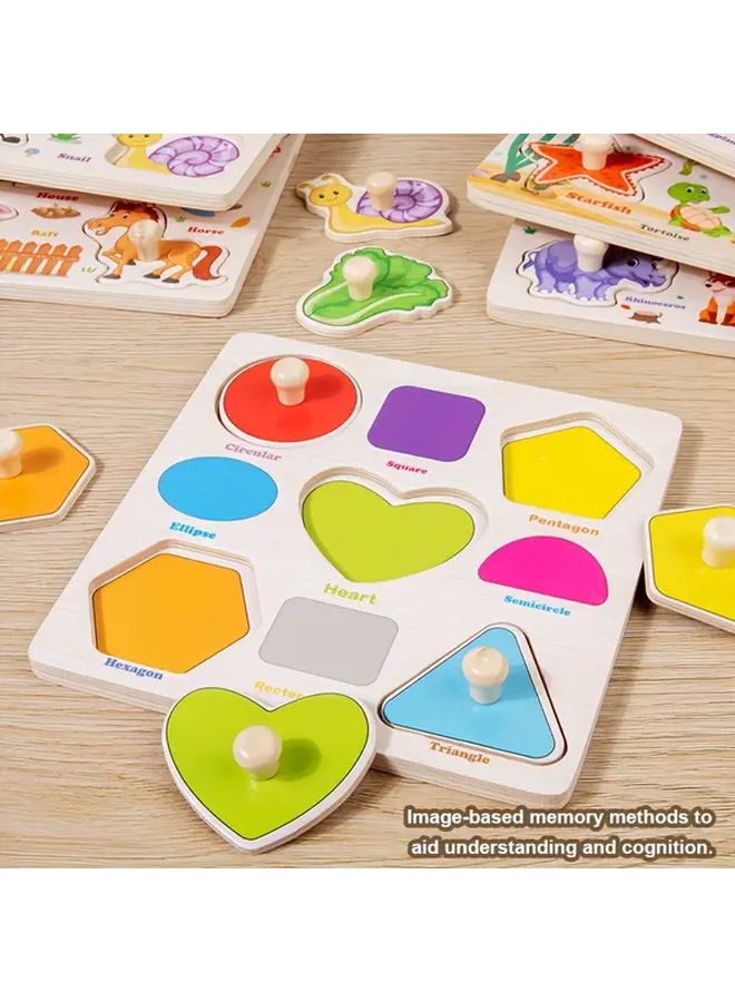 Wooden 3D Puzzle Toy Fruit Themed Preschool Math Geometric Shape Matching Board - Image 5